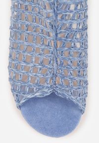 Born2be - Niebieskie Botki Vices na Obcasie z Siateczkową Cholewką Karhiris. Okazja: na co dzień. Kolor: niebieski. Materiał: jeans. Sezon: wiosna, lato. Obcas: na obcasie. Styl: casual, elegancki. Wysokość obcasa: średni #2