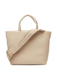 TOMMY HILFIGER - Tommy Hilfiger Torebka Th Logotape Mini Tote AW0AW17694 Beżowy. Kolor: beżowy. Materiał: skórzane #4