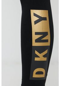 DKNY - Dkny Legginsy damskie kolor złoty z nadrukiem. Kolor: złoty. Materiał: dzianina. Wzór: nadruk #4