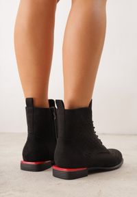 Born2be - Czarne Botki Trzewiki VICES z Ażurową Cholewką Bissen. Okazja: na co dzień, do pracy, na spotkanie biznesowe. Kolor: czarny. Materiał: dzianina, materiał, jeans. Szerokość cholewki: normalna. Wzór: ażurowy. Styl: casual, biznesowy, elegancki #6