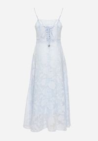 Born2be - Jasnoniebieska Rozkloszowana Sukienka Vices z Gorsetowym Wiązaniem Fenosella. Okazja: na imprezę. Typ kołnierza: dekolt gorset. Kolor: niebieski. Długość rękawa: na ramiączkach. Sezon: lato. Typ sukienki: gorsetowe. Styl: elegancki #7