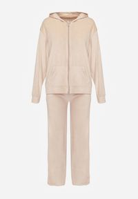 Renee - Jasnobeżowy Welurowy Komplet Dresowy z Bluzą i Szerokimi Spodniami Anelivs. Kolor: beżowy. Materiał: welur, dresówka #7