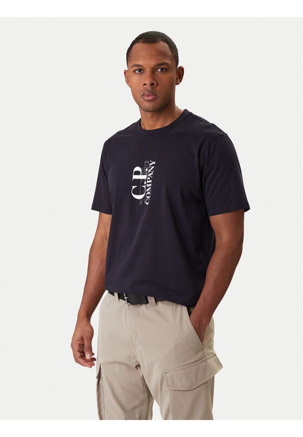 C.P. Company T-Shirt 20CMTS084A005100W Granatowy Regular Fit. Kolor: niebieski. Materiał: bawełna