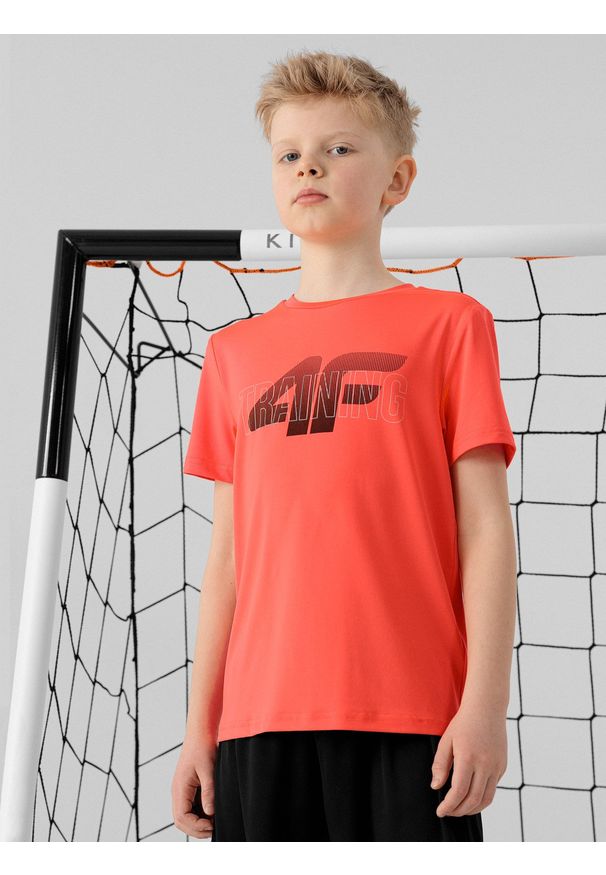 4f - T-shirt chłopięcy (122-164). Kolor: czerwony. Materiał: włókno