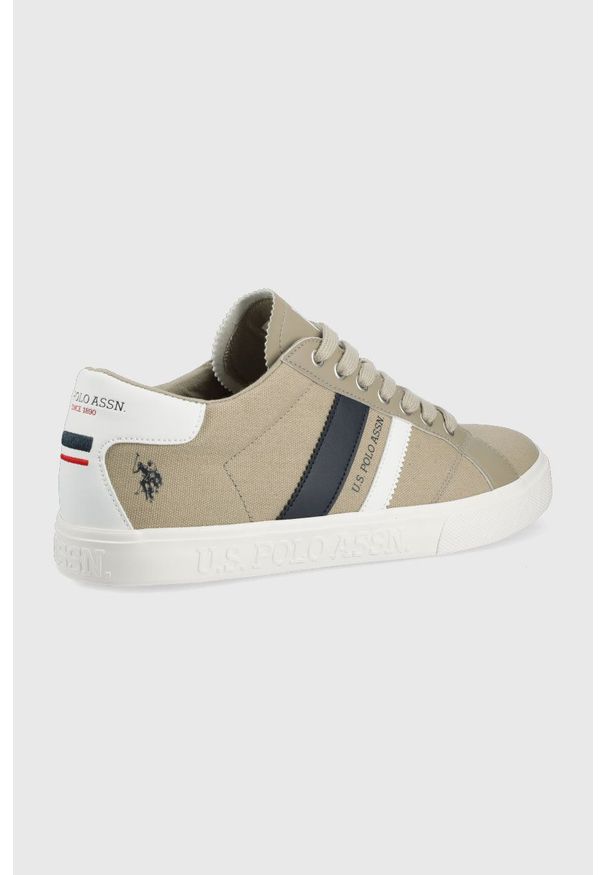 U.S. Polo Assn. tenisówki męskie kolor beżowy. Nosek buta: okrągły. Zapięcie: sznurówki. Kolor: beżowy. Materiał: guma