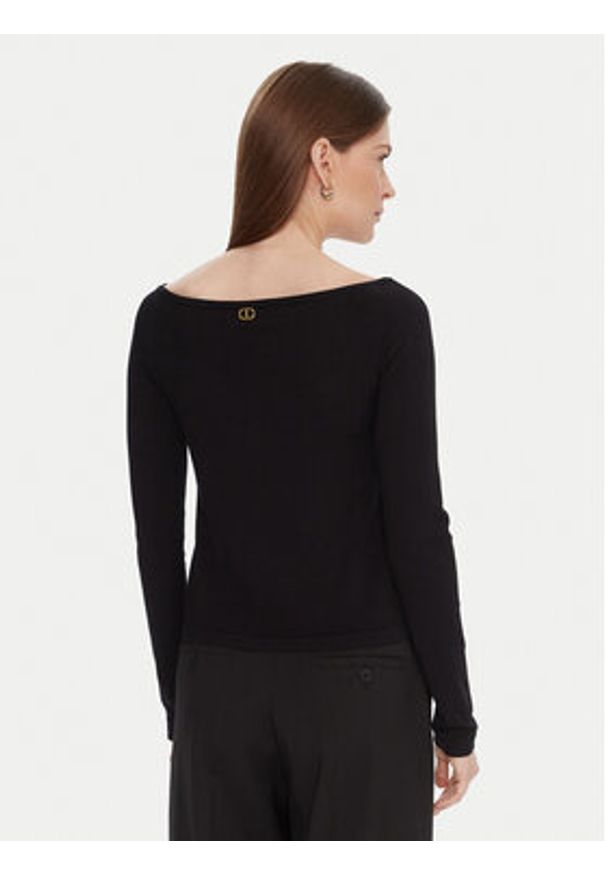 TwinSet - TWINSET Sweter 252TT3260 Czarny Slim Fit. Kolor: czarny. Materiał: syntetyk