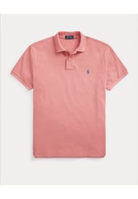 Ralph Lauren - RALPH LAUREN - Różowa koszulka polo Mesh Custom Fit. Typ kołnierza: polo. Kolor: różowy, wielokolorowy, fioletowy. Materiał: mesh. Wzór: haft #5