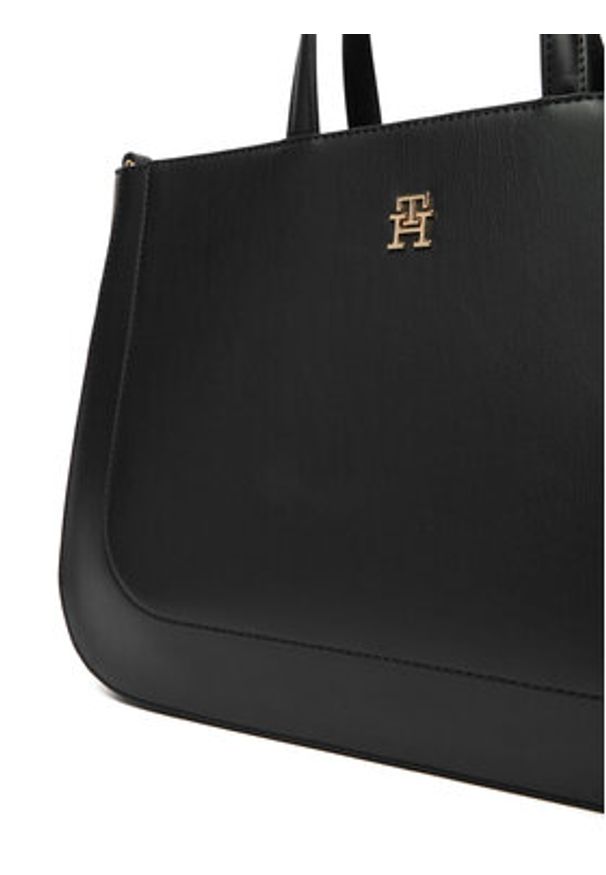 TOMMY HILFIGER - Tommy Hilfiger Torebka Th Glam Satchel AW0AW18145 Czarny. Kolor: czarny. Materiał: skórzane