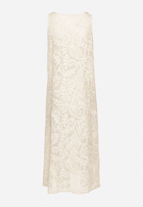 Born2be - Beżowa Szydełkowa Sukienka z Bawełny w Stylu Boho Baniretia. Okazja: na spacer, na co dzień, na imprezę. Kolor: beżowy. Materiał: bawełna. Styl: boho