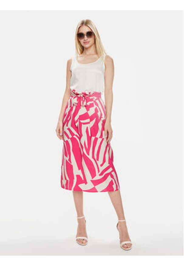 Vila Spódnica midi Dogma 14096637 Różowy Volume Fit. Kolor: różowy. Materiał: wiskoza