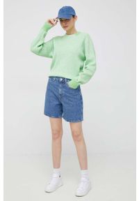 TOMMY HILFIGER - Tommy Hilfiger sweter bawełniany kolor zielony. Kolor: zielony. Materiał: bawełna. Długość rękawa: długi rękaw. Długość: długie. Wzór: ze splotem #3