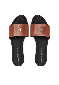 Calvin Klein Jeans Klapki Flat Sandal Slide Mg YW0YW01697 Brązowy. Kolor: brązowy. Materiał: skóra #6