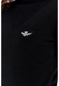 Aeronautica Militare - AERONAUTICA MILITARE Czarny sweter damski z domieszką kaszmiru, Rozmiar XS. Kolor: czarny. Materiał: poliamid, kaszmir