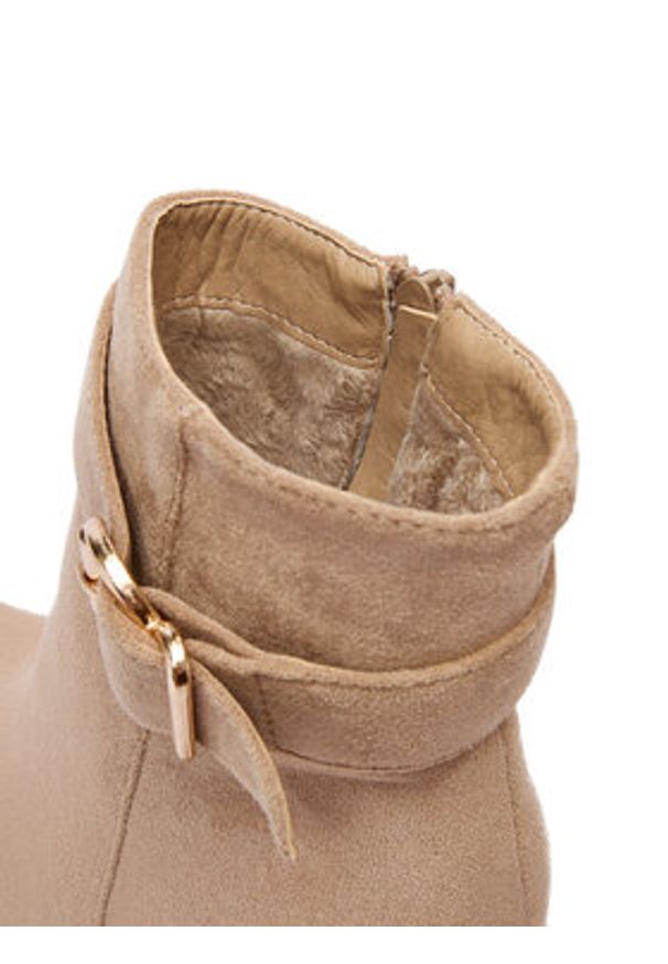 DeeZee Botki HX18052A-61 Beżowy. Kolor: beżowy. Materiał: materiał