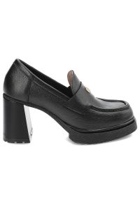 Czarne Półbuty Armodo Eleganckie Obuwie Damskie Na Obcasie. Kolor: czarny. Materiał: skóra. Obcas: na obcasie. Styl: elegancki. Wysokość obcasa: średni #4