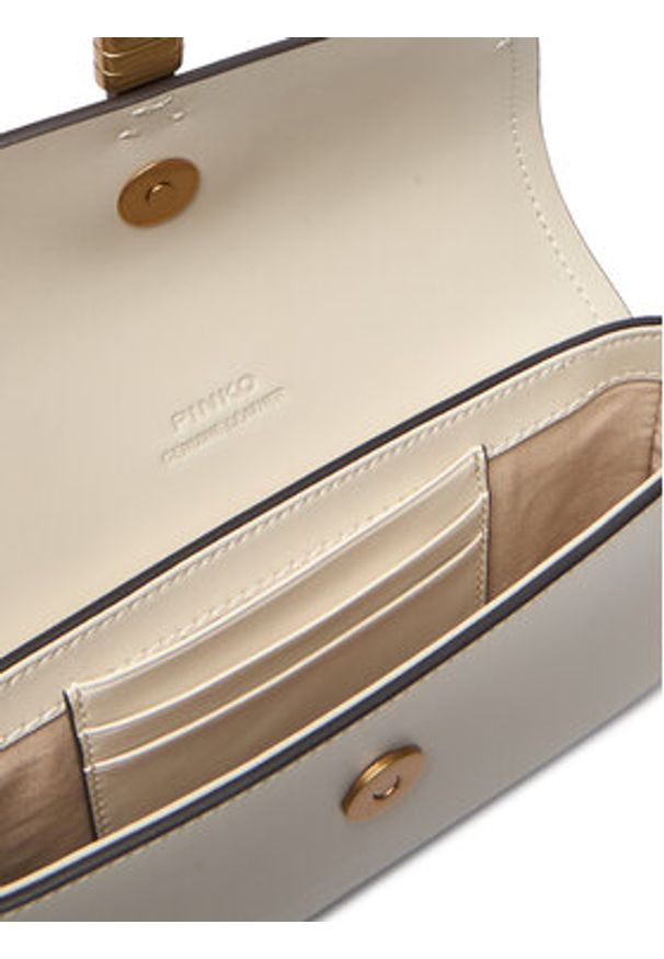 Pinko - PINKO Torebka Saddle Flat AI 25-26 PCPL 105349 A1ZX Écru. Materiał: skórzane