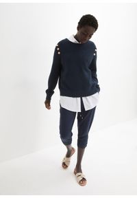 bonprix - Spodnie z dżerseju z mieszanki bawełny. Kolor: niebieski. Materiał: jersey, bawełna. Styl: elegancki #2