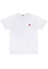 COMME DES GARCONS PLAY - Biały t-shirt z małym sercem. Okazja: na co dzień. Kolor: biały. Materiał: jeans. Styl: klasyczny, casual #2