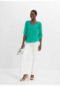 bonprix - Bluzka szyfonowa z topem. Kolor: zielony. Materiał: szyfon #3