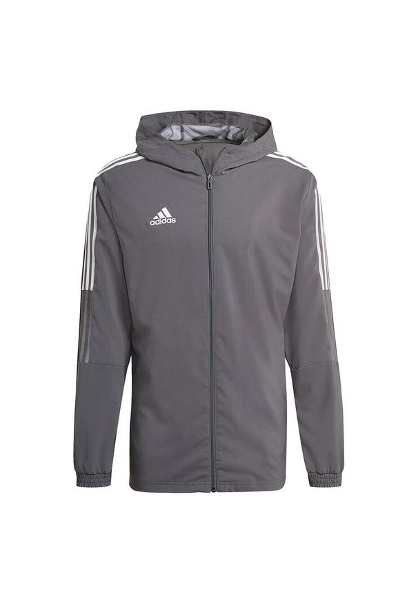 Adidas - Kurtka piłkarska męska adidas Tiro 21 Windbreaker. Kolor: wielokolorowy, szary, biały. Sport: piłka nożna