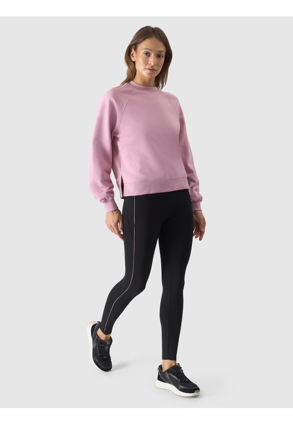 4f - 4F Legginsy dzianinowe damskie - czarne M. Okazja: na co dzień. Stan: podwyższony. Kolor: czarny. Materiał: dzianina. Wzór: gładki, ze splotem. Styl: casual, sportowy