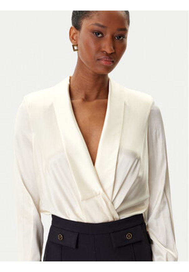 Elisabetta Franchi Body CB-007-57E2-V490 Beżowy Regular Fit. Kolor: beżowy. Materiał: jedwab