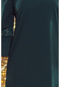 Numoco - Trapezowa sukienka z koronką na rękawkach. Materiał: koronka. Długość rękawa: krótki rękaw. Wzór: koronka. Typ sukienki: trapezowe #4