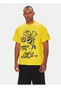 Puma T-Shirt CWC Hoops x Man City 631696 Żółty Regular Fit. Kolor: żółty. Materiał: bawełna