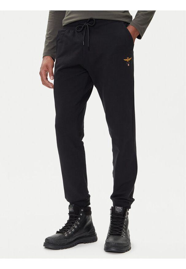 Aeronautica Militare Spodnie dresowe 252PF0872UF00459 Czarny Regular Fit. Kolor: czarny. Materiał: bawełna