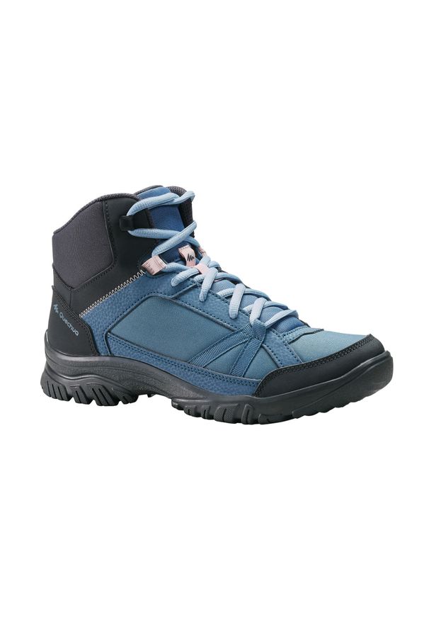 quechua - Buty turystyczne damskie Quechua NH100 mid. Zapięcie: sznurówki. Kolor: szary, wielokolorowy, niebieski. Materiał: syntetyk. Szerokość cholewki: normalna