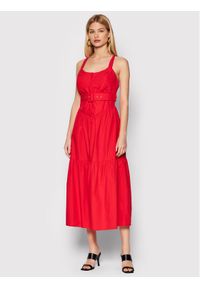 Fracomina Sukienka codzienna FR22SD2008W40001 Czerwony Regular Fit. Okazja: na co dzień. Kolor: czerwony. Materiał: bawełna. Typ sukienki: proste. Styl: casual