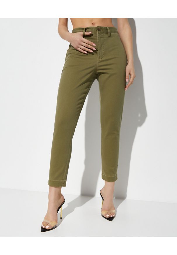 Ralph Lauren - RALPH LAUREN - Ciemnozielone spodnie typu Chino. Okazja: na co dzień. Kolor: zielony. Materiał: materiał. Styl: casual