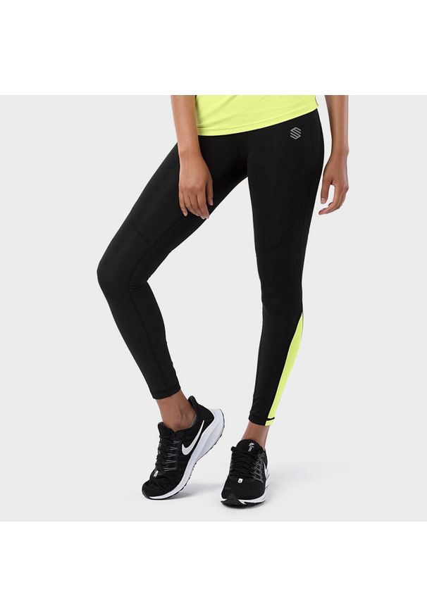 Kobieta Fitness Legginsy sportowe ze średnim stanem Golden Series SIROKO Czarny. Kolor: żółty, wielokolorowy, czarny. Sport: fitness