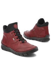 Bordowe Botki Rieker Wygodne Obuwie Damskie. Okazja: na co dzień. Kolor: czerwony. Materiał: skóra ekologiczna. Styl: casual #4