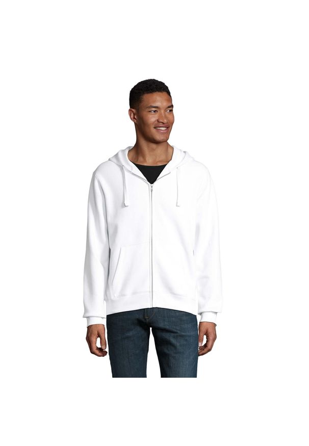 SOL'S - Męska Bluza Z Kapturem Spike Full Zip. Typ kołnierza: kaptur. Kolor: biały