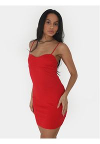 Brave Soul Sukienka letnia LDRJ-248LANA Czerwony Straight Fit. Kolor: czerwony. Materiał: bawełna. Sezon: lato