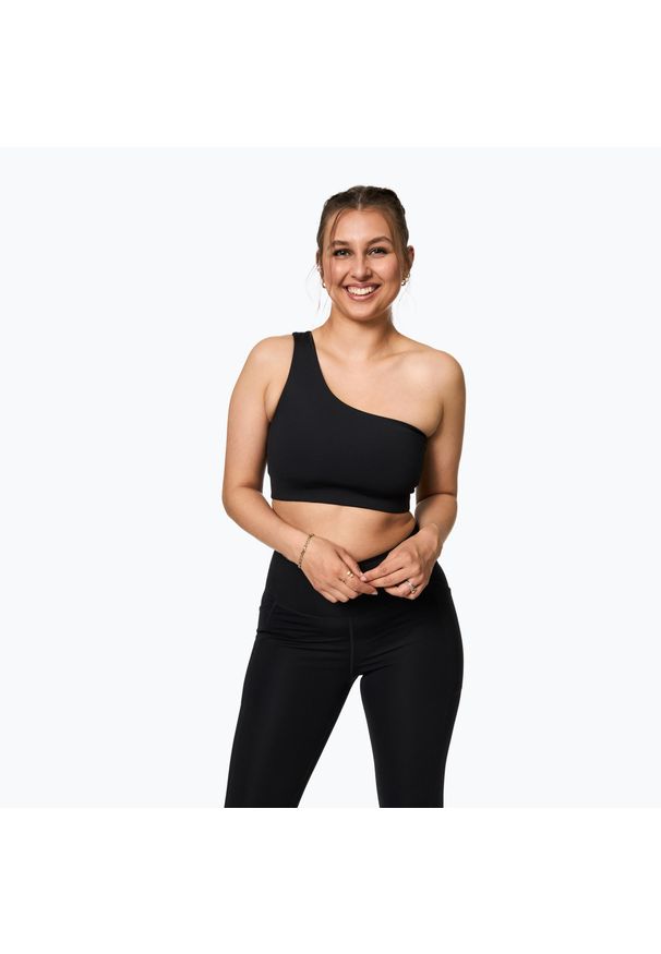 GIRLFRIEND COLLECTIVE - Biustonosz Girlfriend Collective Bianca One Shoulder. Kolor: czarny. Sport: fitness