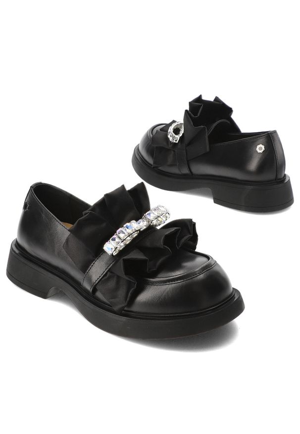 Czarne Półbuty Tuffoni Eleganckie Obuwie Damskie Premium. Kolor: czarny. Materiał: skóra. Styl: elegancki