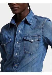 Polo Ralph Lauren Koszula jeansowa 211969402001 Granatowy Slim Fit. Typ kołnierza: polo. Kolor: niebieski. Materiał: bawełna #4