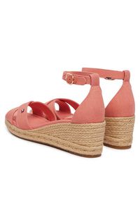 TOMMY HILFIGER - Tommy Hilfiger Espadryle Hemp Crossover Strap Wedge Espadrilles FW0FW09332 Różowy. Kolor: różowy. Materiał: materiał #6