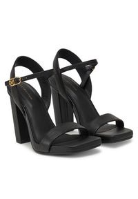 TOMMY HILFIGER - Tommy Hilfiger Sandały High Heel Leather Sandal FW0FW08534 Czarny. Kolor: czarny. Materiał: skóra