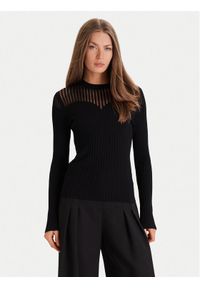 Morgan Sweter 252-MAMDO Czarny Slim Fit. Kolor: czarny. Materiał: wiskoza