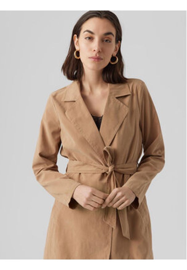 Vero Moda Trencz Billie Daisy 10281638 Brązowy Regular Fit. Kolor: brązowy. Materiał: syntetyk