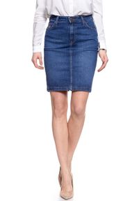 Lee - SPÓDNICA JEANSOWA LEE HIGH WAIST SKIRT TRUE BLUE L38QROPB 112108313. Stan: podwyższony. Materiał: jeans