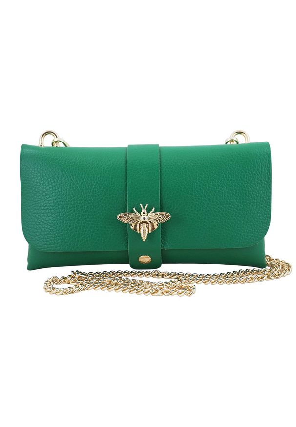 Barberini's - Listonoszka skórzana BARBERINI'S j. zielony 958-47. Kolor: zielony. Wzór: aplikacja. Materiał: skórzane. Styl: elegancki, klasyczny