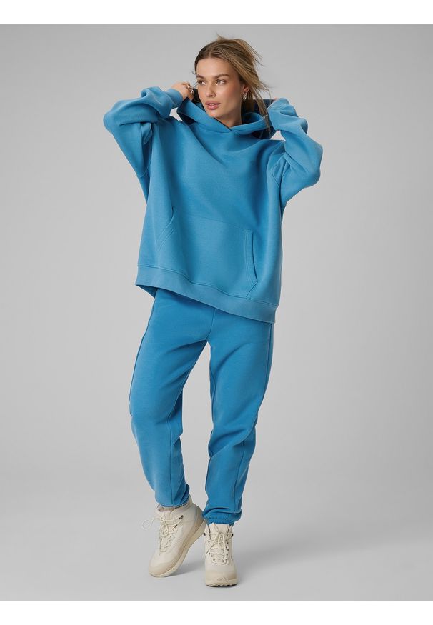 4f - 4F Spodnie dresowe joggery damskie - niebieskie S. Kolor: niebieski. Materiał: dresówka