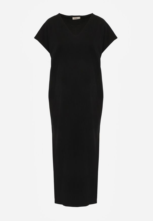 Born2be - Czarna Bawełniana Sukienka Pudełkowa o Fasonie Oversize z Kieszeniami Thaelusa. Okazja: na co dzień. Kolor: czarny. Materiał: bawełna. Typ sukienki: oversize. Styl: casual
