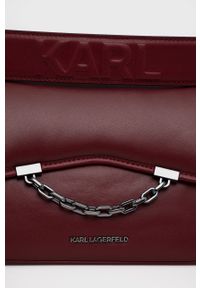 Karl Lagerfeld Torebka skórzana kolor czerwony. Kolor: czerwony. Materiał: skórzane. Rodzaj torebki: na ramię