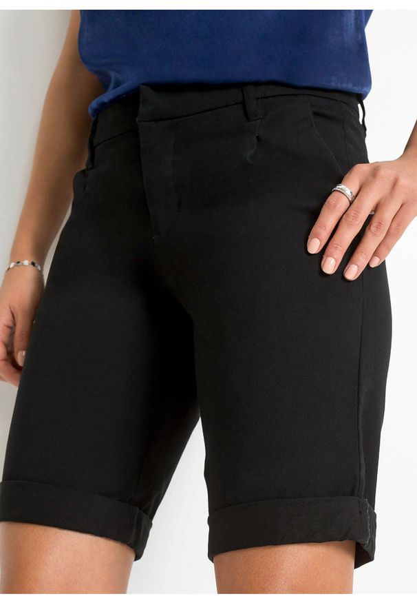 bonprix - Bermudy ze stretchem. Kolor: czarny. Sezon: lato