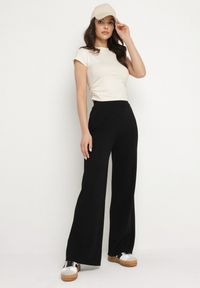 Born2be - Czarne Spodnie z Wiskozą o Szerokim Kroju Erariela. Okazja: na co dzień. Stan: podwyższony. Kolor: czarny. Materiał: wiskoza. Styl: casual #6
